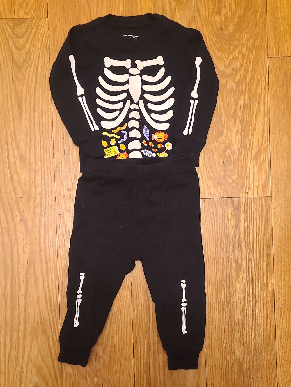 Halloween Black Skeleton Two piece set Size 3-6 months